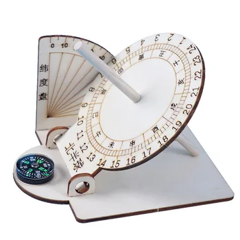 

Wooden Sundial Model Science and Technology Small Production DIY Materials Sun Clock Science Experiment Equipment Popularization