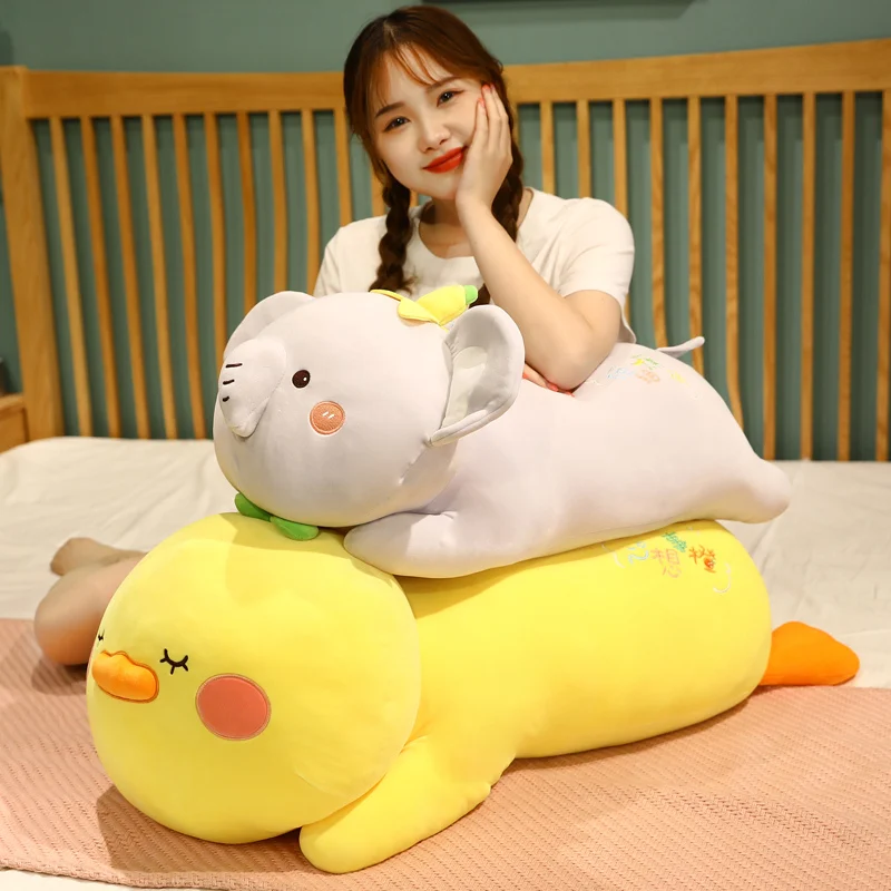 

70/90cm Cartoon Stuffed Soft Duck Elephant & Koala Plush Toys Lovely Fat Animal Sleeping Cushion Kawaii Dolls for Children Girls