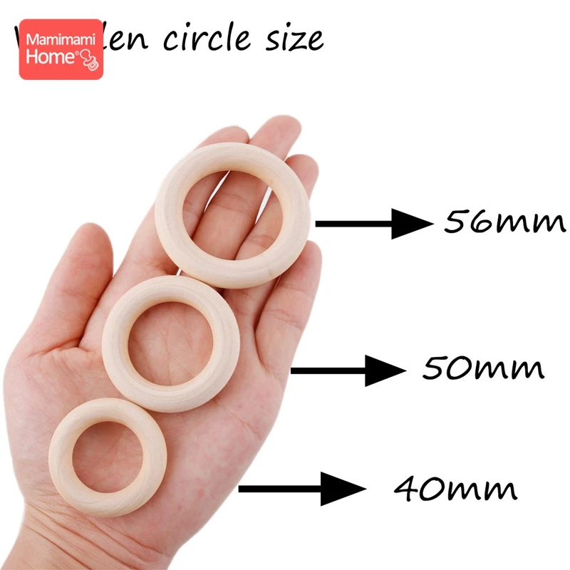 mamihome 20pc Maple Wood Ring Smooth Surface Natural Wood Teething Children Kids DIY Wooden Making Necklace Crafts Accessories
