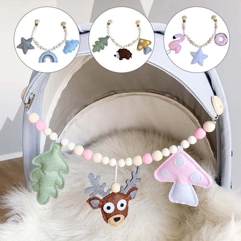 Necklace Pacifier-Chain Rattle Baby Toy Wooden Chewable Plush-Bead