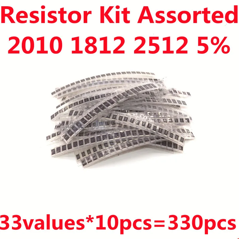 330PCS 1812 SMD Resistor Surtido Kit 1R-1M Ohm 5% de los valores de 33 X 10PCS 