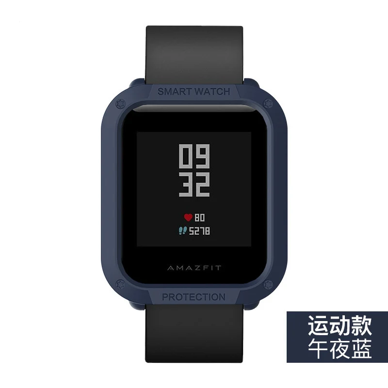 Цветной чехол из поликарбоната для Xiaomi Huami Amazfit Bip, Молодежный защитный чехол, аксессуары для умных часов, тонкая рамка для часов, бампер - Цвет: Navy Blue