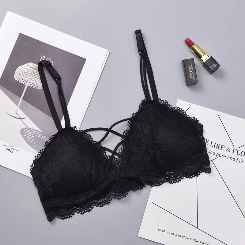 

Women Adjustable Brassiere Deep V Underwear Lace Bralette Famale Solid Color Bras With Removable Chest Pads Soutien Gorge Femme