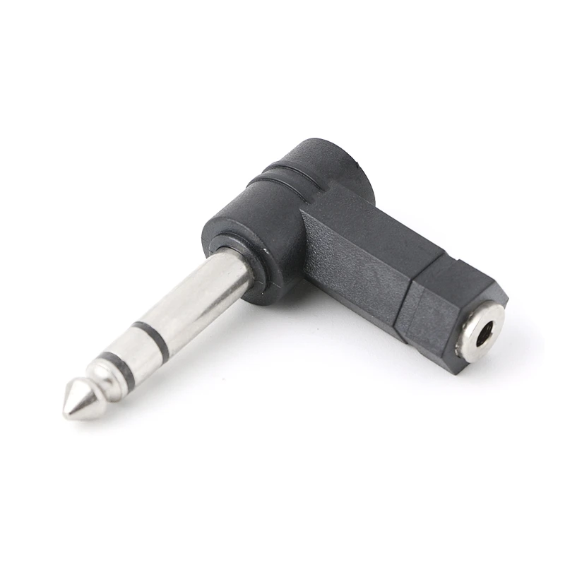 New 6.35mm Male to 3.5mm Female Plug 3 Pole Right Angle Stereo Audio Adapter 90 Degree 6.35 to 3.5 Male Connector Converters