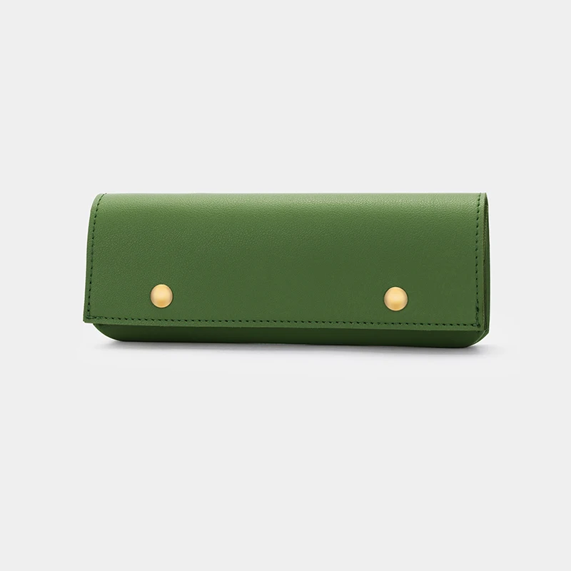 

Korea simple triangle leather pencil bag for men and women large capacity student texture pencil case ins simple texture pencil