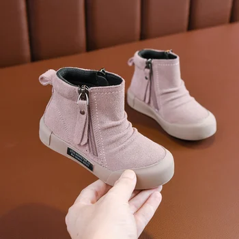 

Genuine Leather Kids Martin Boots Boys Snow Shoes Waterproof Warm Fur Children Ankle Boots Toddler Boys Winter Sneakers 2020