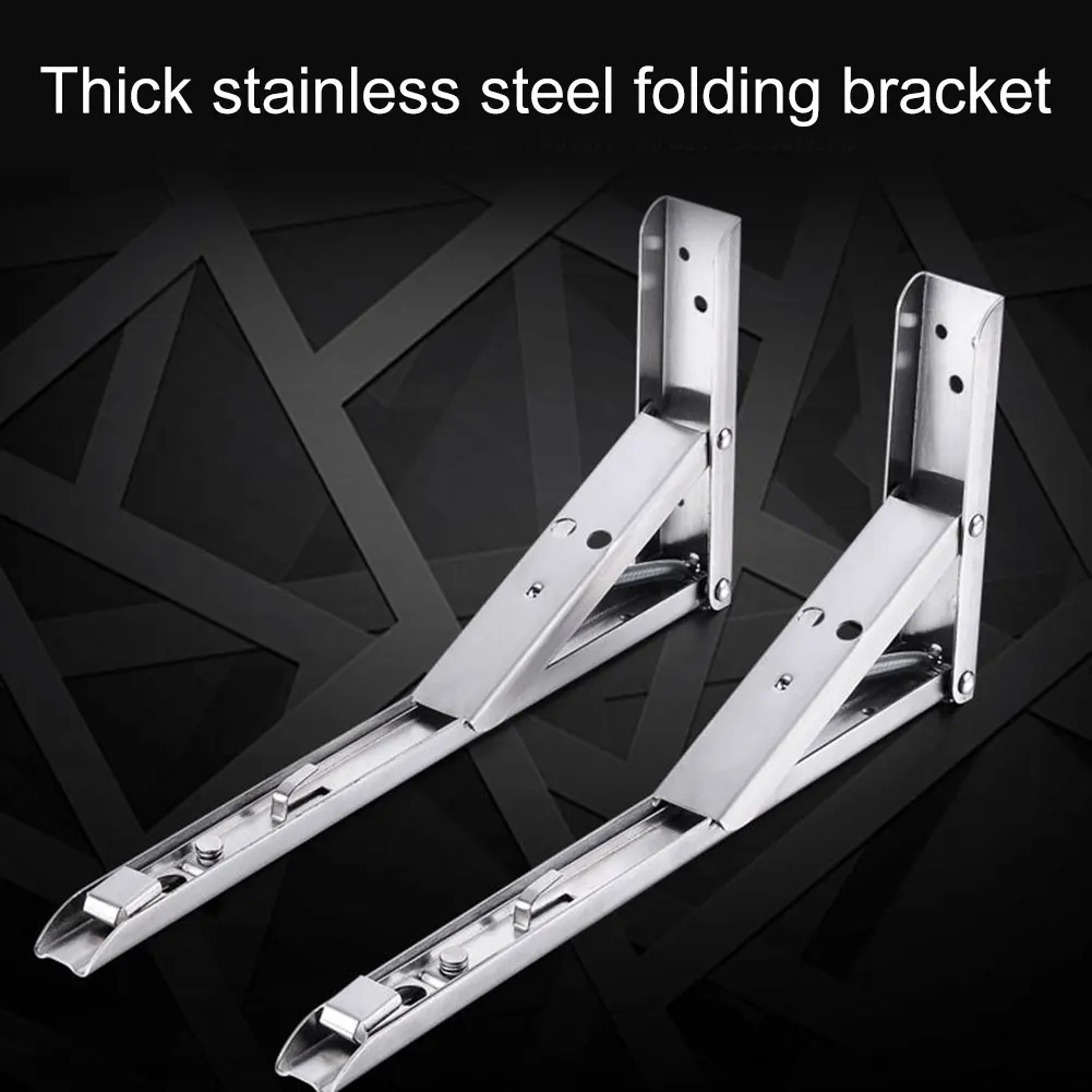 

1 Pair Stainless Steel Folding Table Bracket Shelf Bench Heavy Duty 75KG Load SLC88