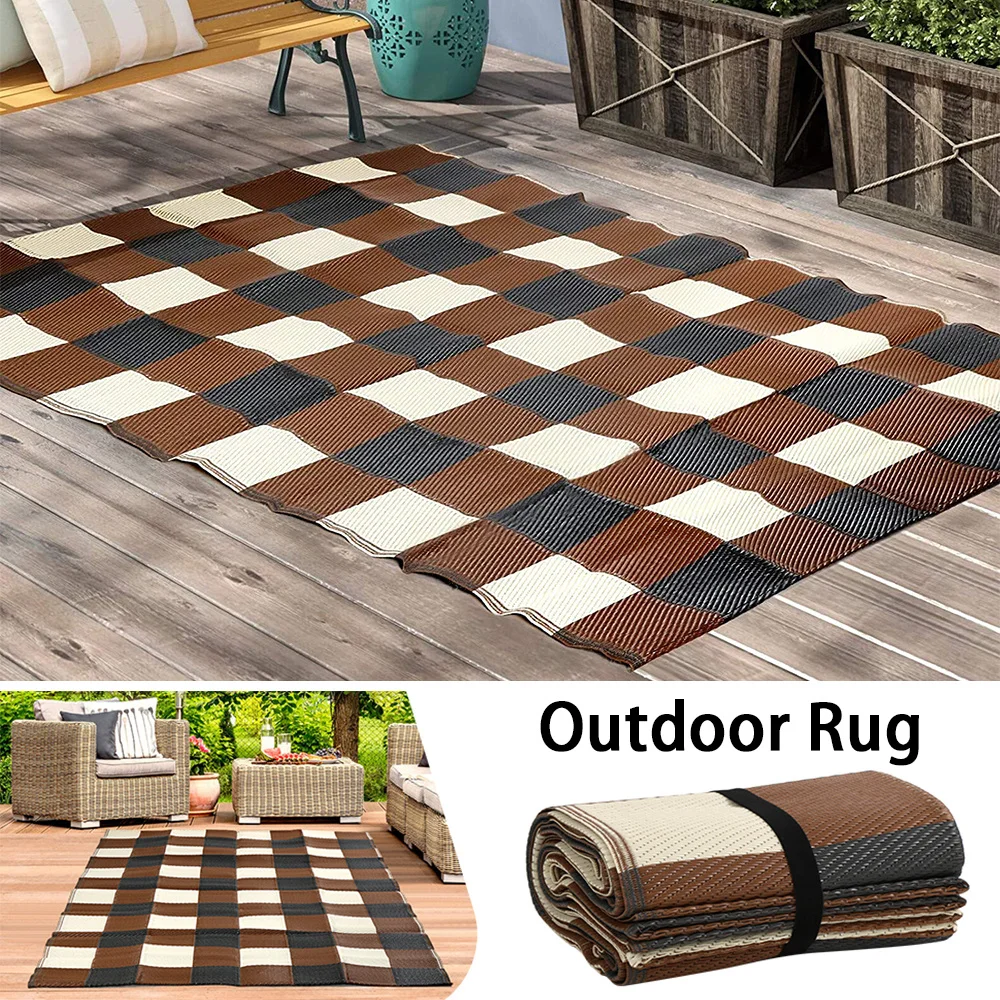 Reversible Outdoor Rugs for Patio Clearance 4x6Ft Waterproof Large Plastic  Straw Area Rug Nonslip Portable Carpet Floor Mats for RV Camping Deck