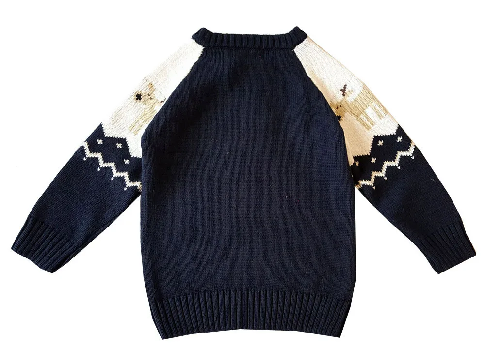 Свитер для новорожденных; детская одежда; коллекция года; Зимний вязаный Рождественский свитер для мальчиков; свитер с оленем для маленьких мальчиков; одежда для маленьких девочек