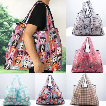 

1PC Unisex Foldable Capacity Handy Shopping Bags Reusable Tote Pouch Recycle Storage Handbags Floral Colorful Sample Travel Bag