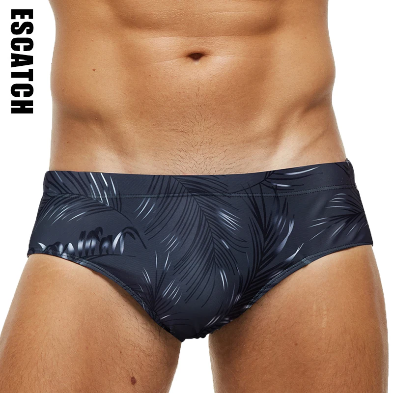 Escatch Mens Swimming Beach Trunks Sexy Low Waist Removable Pad Male Briefs Sport Beachwear Swimsuit Surfing Multicolor