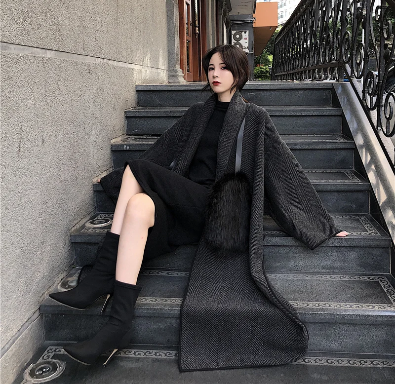 Зимний свободный женский кардиган, пальто, куртки, карманы, смесь, для работы в офисе, длинные пальто с перчатками, для девушек, с отворотом, с длинным рукавом, смесь, mujer