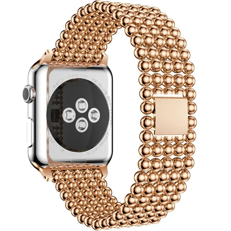 Ремешок из нержавеющей стали для Apple Watch 5 4 ремешок 40 мм 44 мм iwatch ремешок 38 мм/42 мм 5 бусин стильный металлический браслет Apple watch 3 2 1 40