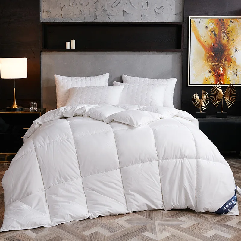 Высококачественный белый гусиный/утиный пух одеяло зимнее одеяло с наполнителем с хлопковым покрытием Твин Полный queen King Размер