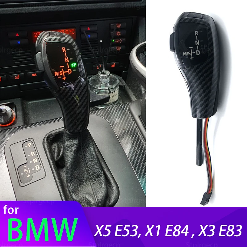 

LED Gear Shift Knob Automatic Gear Shifter Lever Handle for bmw x5 E53, x1 E84, x3 E83 carbon fiber black and silver