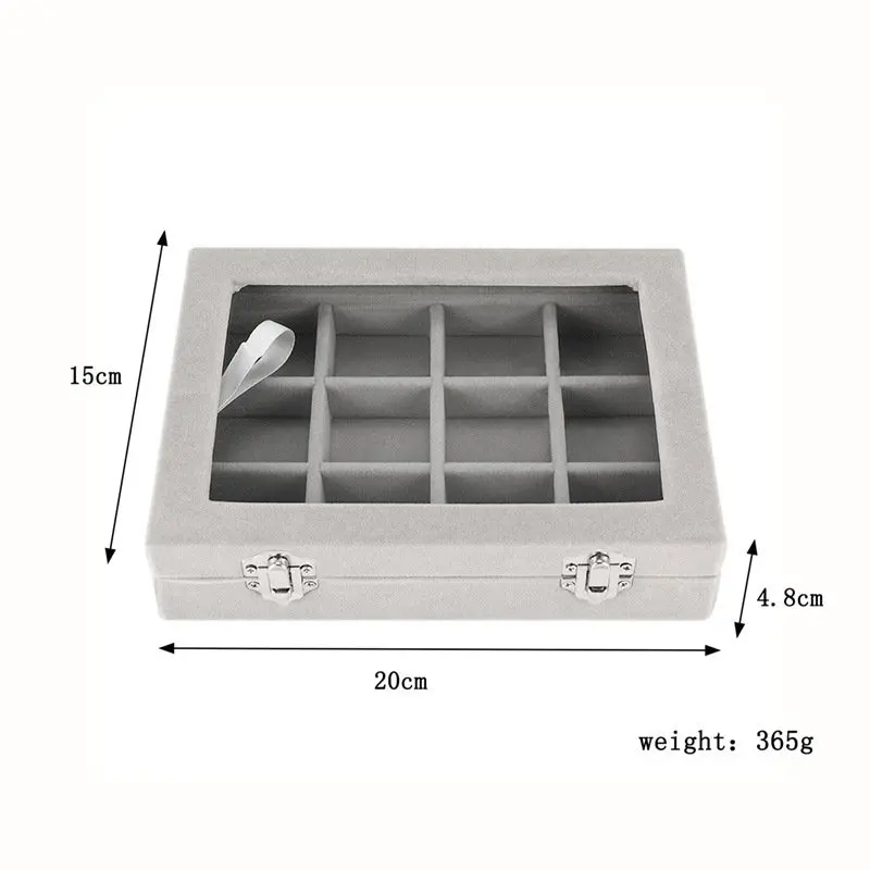 12 Сетки бархатная коробка для ювелирных изделий кольца серьги ожерелья макияж держатель, чехол, органайзер Женская бижутерия Размер