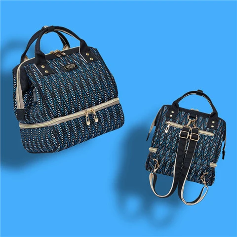 Сумка для подгузников, рюкзак для мам, для путешествий, водонепроницаемая, Большая вместительная сумка для коляски, lequeen, единорог, сумка для беременных, пеленка, Детская сумка - Цвет: 24x17x25cm-Blue