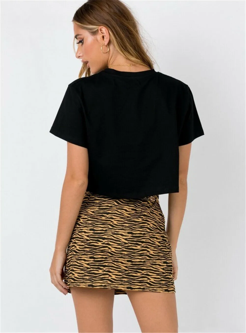 Women Serpentine Skirt Ladies Leopard High Waist Pencil Wrap Skirt Leopard Bodycon Mini Skirts Zebra Club Wear Side Split Skirts