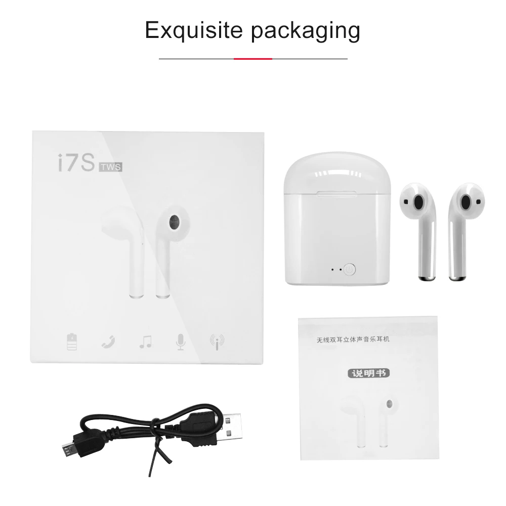 i7s TWS Wireless bluetooth Earpiece Bluetooth 5.0 Earphones sport Earbuds Headset With Mic For smart Phone For Xiaomi For Samsun