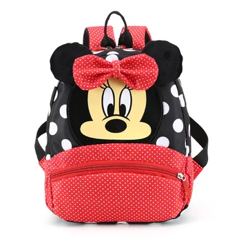 

Children's Kindergarten Primary School Bag Cartoon Travel Backpack Mickey Minnie Bowknot Plush Backpack Boy Girl Bags 2-7 Years