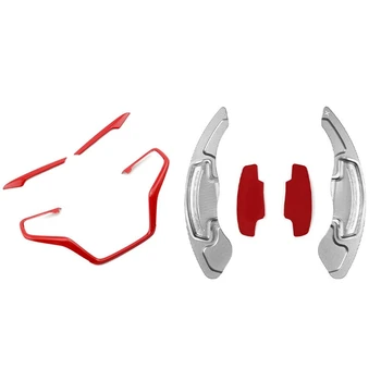

3Pcs Car Steering Wheel Frame Cover Trim Stickers & 2 Pcs Shift Paddle Steering Wheel Shifter Paddles Extension