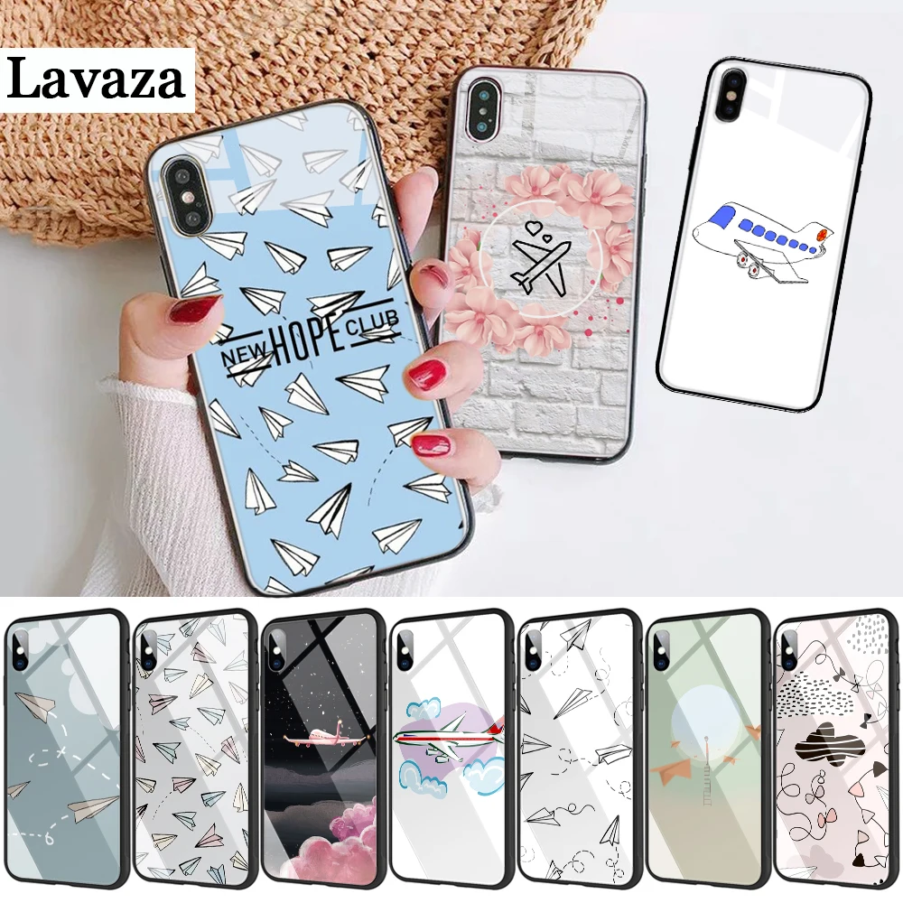 73d Cartoon Air Plane Custom Photo Glass Phone Case for Apple iPhone 11 Pro XR X XS Max 6 6S 7 8 Plus 5 5S SE |