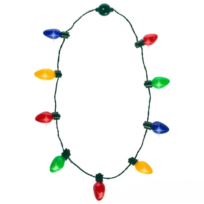 Christmas Light Up Bulb Necklace Kids Adults Wearable Lights Jewelry Holiday Decor Party Favor BJStore