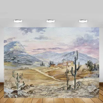 

Mehofond Painting Rural Village Backdrop House Hills Cactus Sky Baby Shower Portrait Photography Background Photo Studio Props