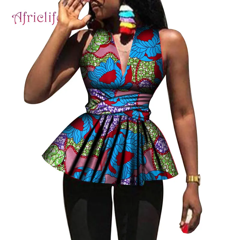 Дашики африканская женская одежда Bazin Riche модный элегантный макси-топ с круглым вырезом Анкара африканская верхняя одежда на заказ WY4034 - Цвет: 6