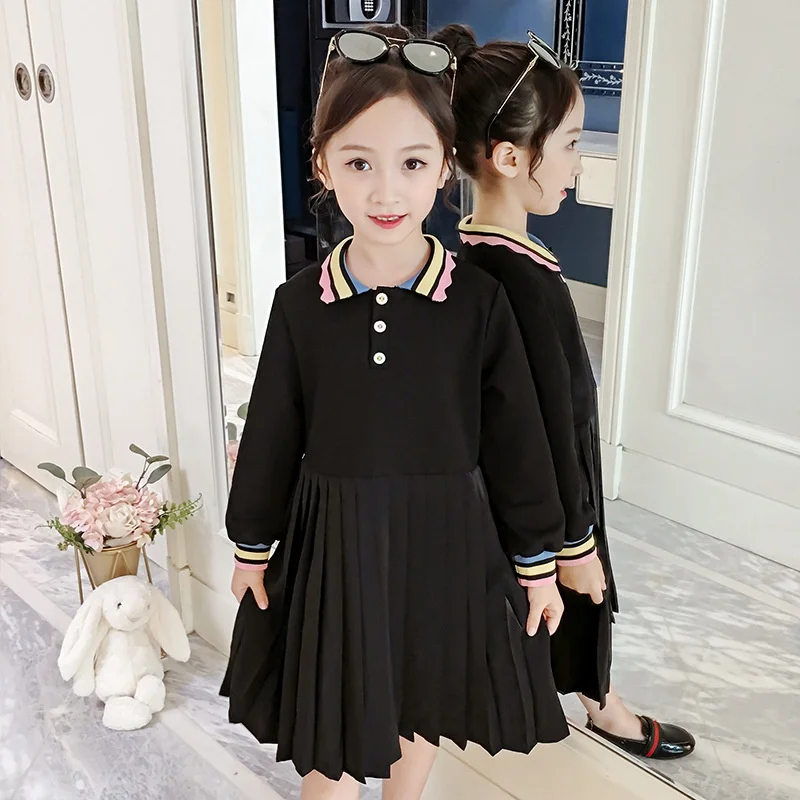 

Baby Girl Clothes 3-8T Children New Autumn Toddler Girls Cute Cartoon Print Lapel Princess Long-Sleeved Sweet Princess Dress #m