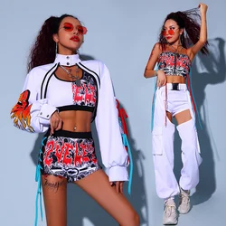 2022NEW 2022 Cheerleader Uniform Women DJ Stage Costume Hip Hop Dancewear Rave Dancer Outfit Gogo Dancer Costume Designer