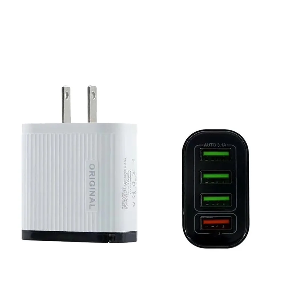 WH Ouhaobin 4 порта usb-хаб QC3.0 Быстрая зарядка настенное зарядное устройство адаптер питания США штекер для смартфона - Цвет: WH