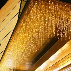 5M-40m Christmas Lights Outdoor LED Curtain Icicle Garland String Light Droop 0.6m Decorative Light for Garden Street Eaves 220V