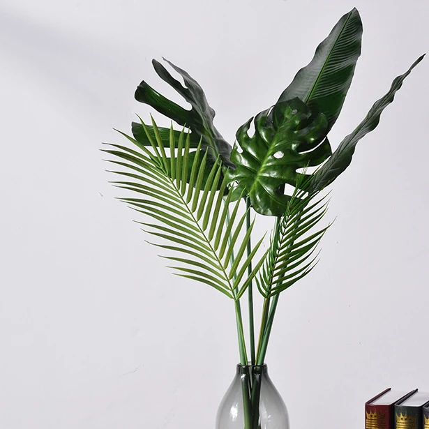 6pcs leaves pictures 5 шт. Зеленые искусственные Пальмовые Листья моделирование тропические растения черепаха лист Diy дома Свадьба Рождество год украшения цветы - Цвет: 6pcs leaves pictures