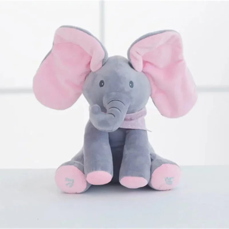 

Drop Shipping Elephant Plush Toy Doll Peek Boo Singing Elephant Electric Stuffed Animals Plush Musical Doll Toy for Children