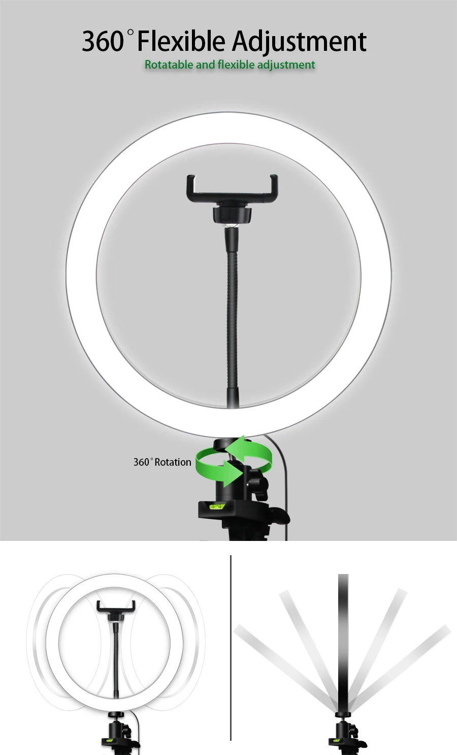 MAMEN 6/20/26CM Video Studio Selfie Ring Light Photography Dimmable Led Lighting For Youtube Live Photo Light With Phone Holder