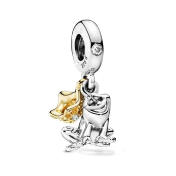 

Free ShippingReal 925 Sterling Silver Charm Shine Princess Tiana Frog Prince Pendant Fit Pandora Bracelet & Necklace Diy Jewelry