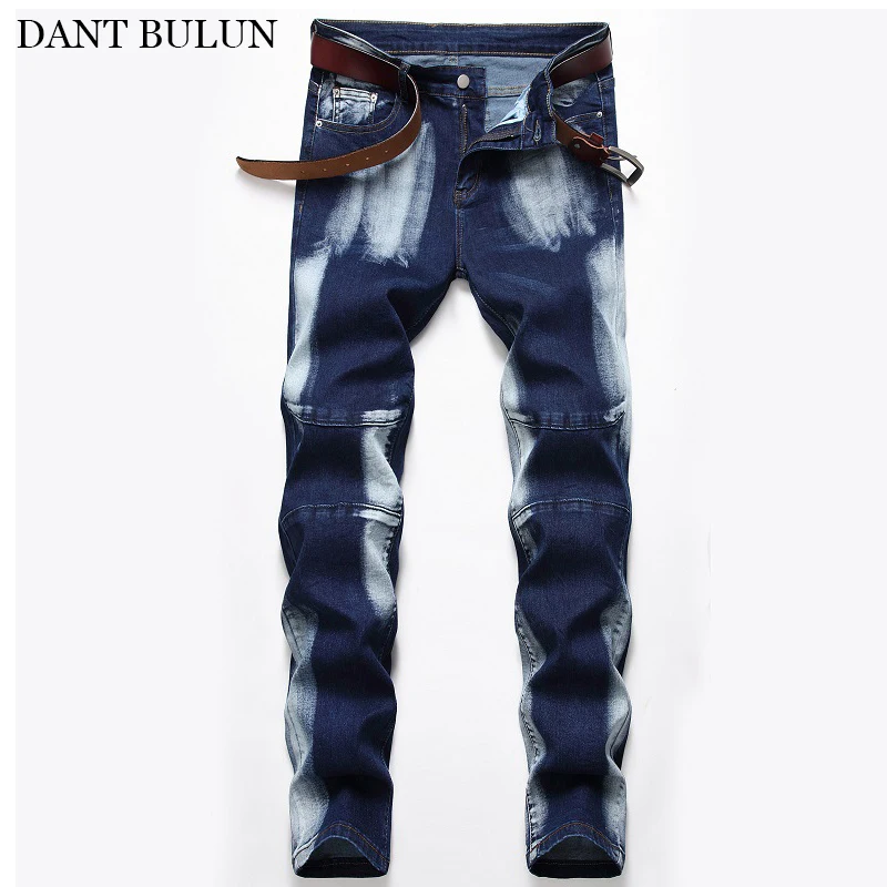 Men Slim Fit Jeans For Male Straight Pants Stretch Denim Men Jean Trousers Elastic Classical Dark Blue Pants Casual Jeans Homme