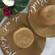 Персонализированная шляпа от солнца на заказ с текстом, подарки ко дню рождения, широкополая Соломенная пляжная шляпа с большими полями, подарки подружки невесты на любой язык