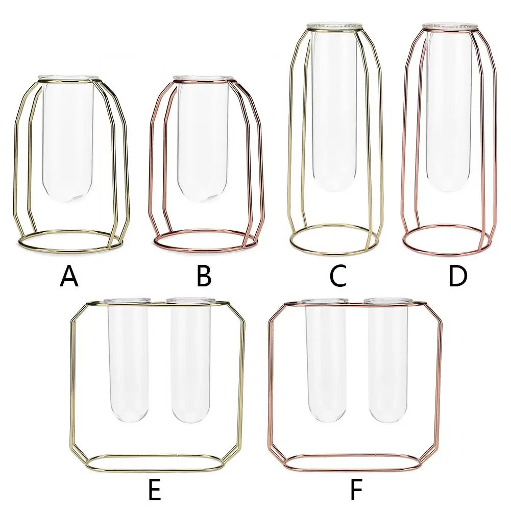Прозрачная стеклянная железная ваза в скандинавском стиле из розового золота