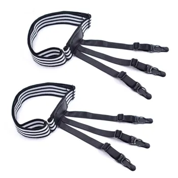 

Men Shirt Clip Anti-slip Black White Stripes Household Men Shirt Clip Anti-wrinkle Elastic Bands