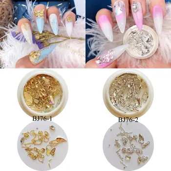 

1Jar Nail Art Mix Decorations Butterfly Gem Chain Foil with Rhinestone Mix Different Items Mixed Deco BJ76