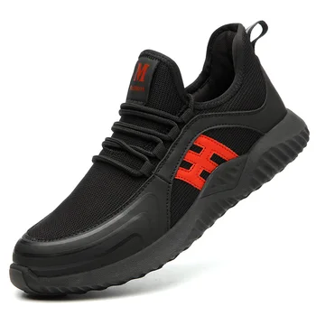 

Outdoor Men's Breathable Mesh Steel Toe Cap Work Safety Shoes Men Fashion Anti-slip Steel Puncture Proof Safety Boots