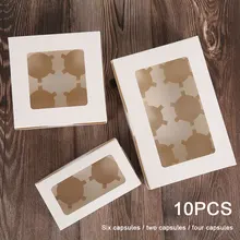 10 adet açık pencereli Cupcake kutuları çıkarılabilir tepsi ile 2/4/6 bardak kek parti noel gıda mutfak aksesuarları