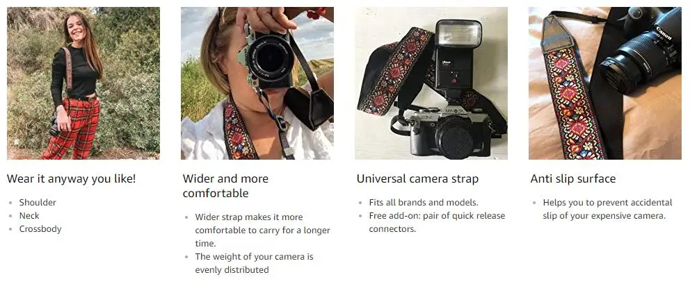 Camera Neck Shoulder Strap ，Woven Vintage Camera Strap Belt for Women/Men All DSLR SLR Cameras 