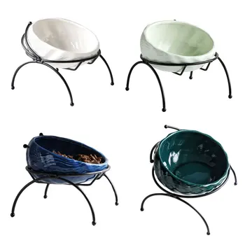 

Pet Ceramic Bowl Puppy Kitten Anti-skid Feeding Drinking Water Bowls with Bracket to Protect the Spine Pet Dog Cat Bowl
