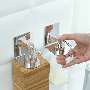 

Stainless steel wall mount soap shower Gel dispenser bottle holder self-adhesive bathroom organizer