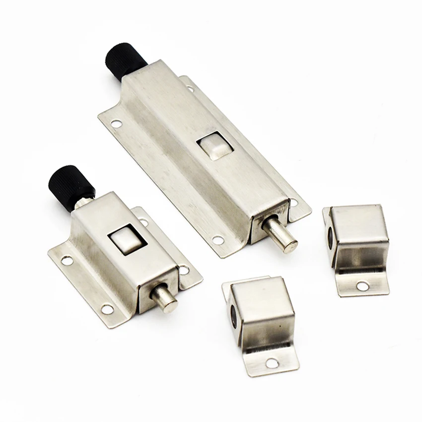 

Stainless Steel Security Automatic Window Gate Lock Spring Load Bolt Latch Door Automatic Latch Push Open Latch with Screws