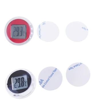 

2pcs Universal Motorcycle Temperature Digital Gauge Stick On Electronic Instruments, Round, Waterproof, Black & Red