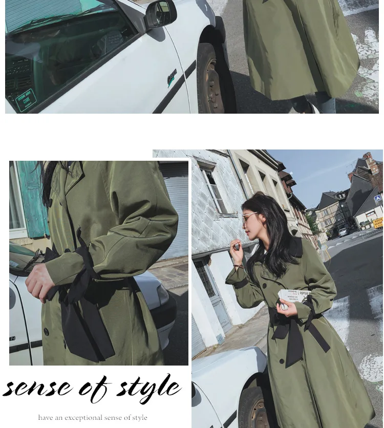 Spring And Autumn New Style Army Green Trench Coat Women's Mid-length Short-height Students Coat Slim Fit Slimming Versatil
